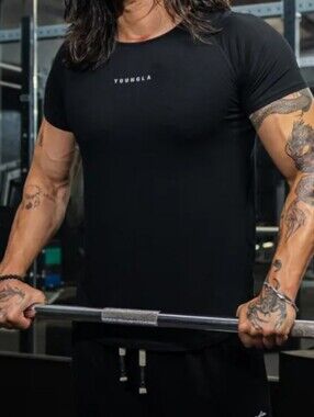 YoungLA 403 Men's Elite Workout Gym T-shirt Black Muscle Tee Size Medium